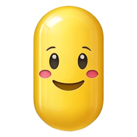 un medicament jaune sous forme de gellule avec un visage souriant sticker