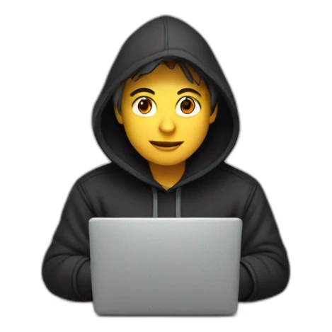 Techie with a black hoodie working on a laptop sticker