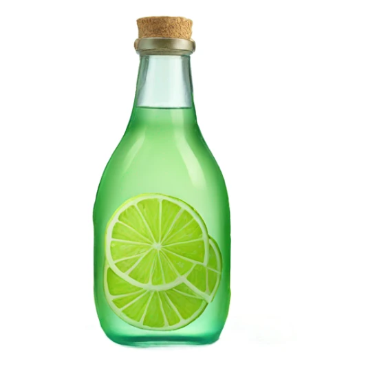 Vibrant lime slices still on glass bottle with clear water  sticker