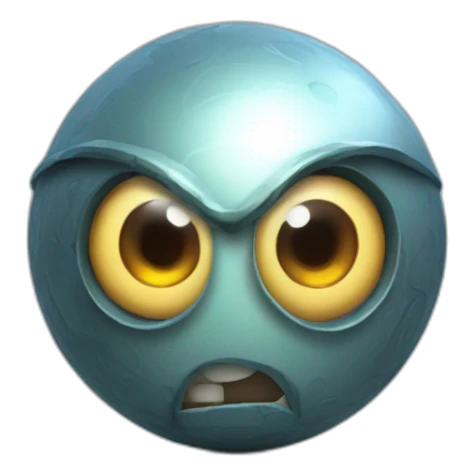 3d sphere with a cartoon Vindicator skin texture with big stupid eyes sticker