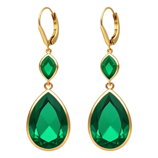 A medium drop style bold earrings in rich emerald green, sleek modern design sticker