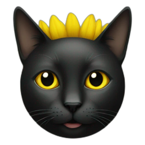 black cat with sunflower around its head sticker