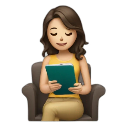 brunette lady reading on her phone sticker