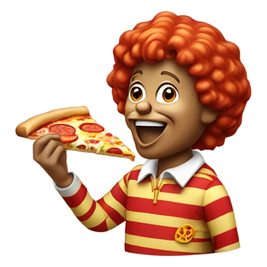 Ronald McDonald eating a slice of pizza sticker