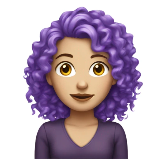 white girl with purple curly hair sticker