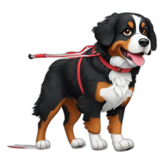 bernese mountain dog cross-country skiing sticker