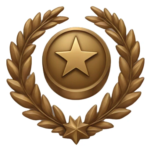 Bronze military badge with stars and a wreathe sticker