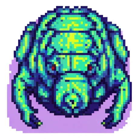 tardigrade with neon glitch, fragmented, cyberpunk colors sticker
