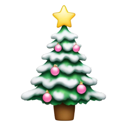 Christmas tree with snow and light pink ornaments sticker