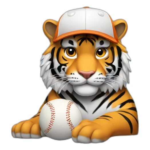 tiger wearing a baseball hat behind a laptop sticker