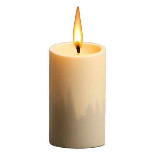 Candle in beige concrete vessel with painted pine trees sticker