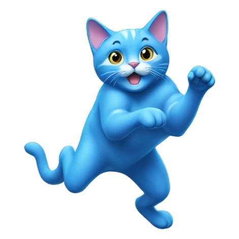 The blue atomic cat jumps to full height sticker