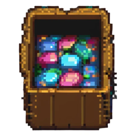 Minecraft style give box, pixel art, no text, open lid sticker