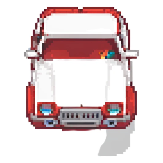 lego style Dacia car, isometric angle, red and white bricks sticker