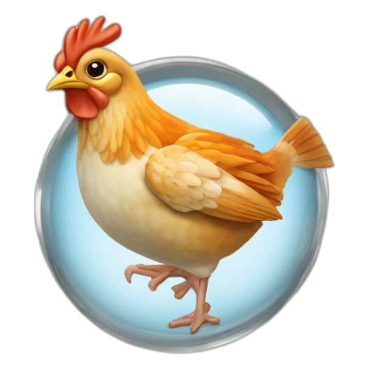 Poisson qui vole avec un poulet au-dessus de la campagne sticker
