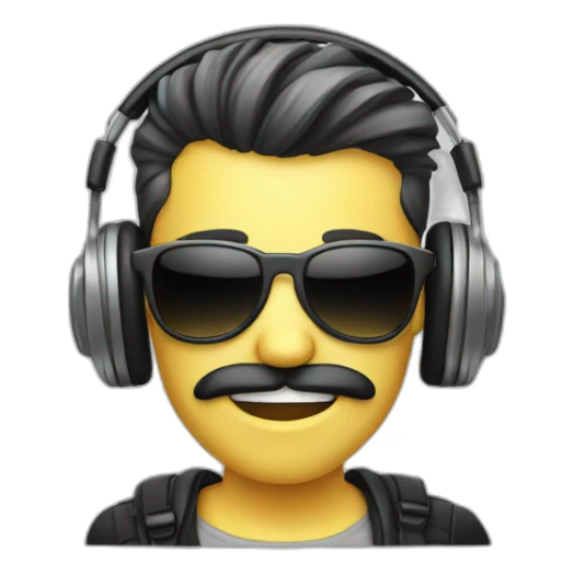 skull,sunglasses,headphones,combover-hairstyle, sticker