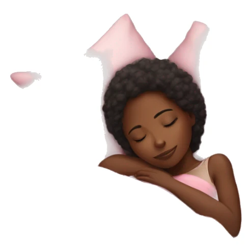 black girl sleeping on her side with a pink blanket  sticker