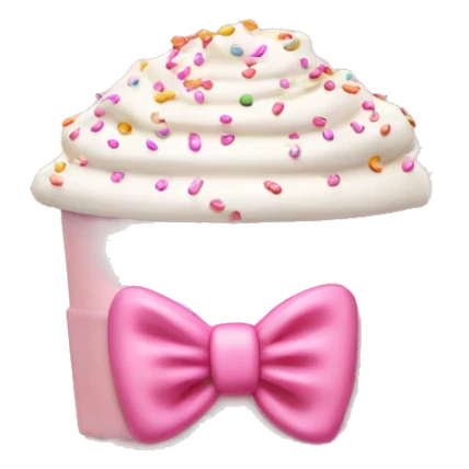Light pink latte with sprinkles tied with a bow sticker
