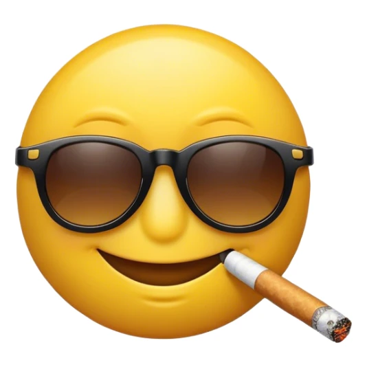 Smiley emoji smoking with cigrette and sunglasses sticker
