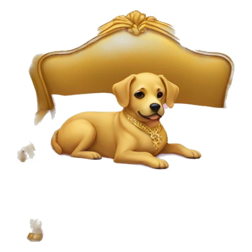 Gold dog laying down in a fancy bed sticker