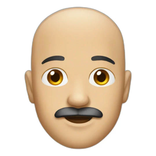 shaved head with mustache sticker