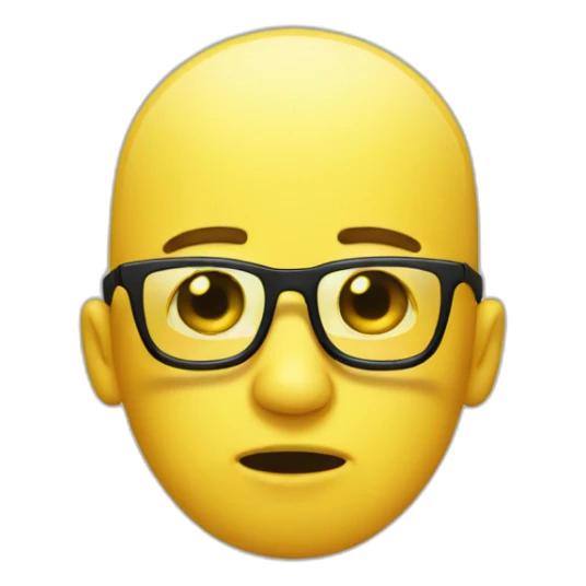 crying yellow bald emoji with black glasses sticker
