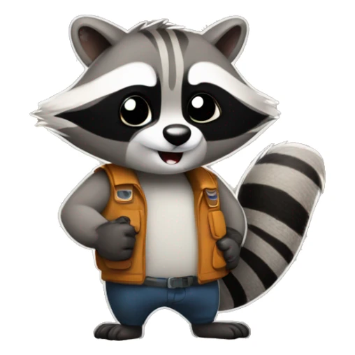 The raccoon gives a thumbs up sticker