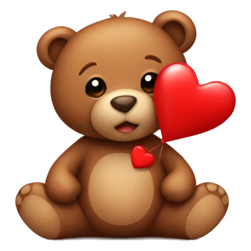 Very cute brown teddy bear holding a red heart  sticker
