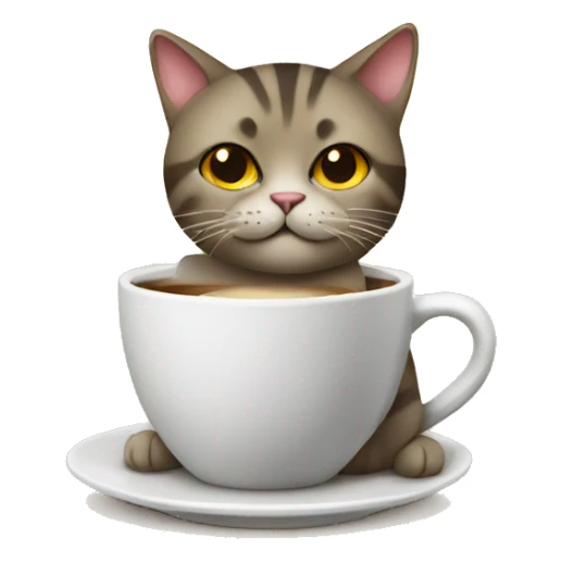 a cat with a cup of coffee   sticker