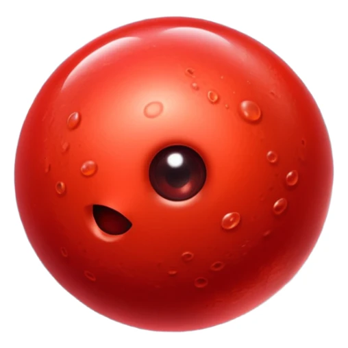 A realistic red blood cell floating in space, fully red with no white color, glossy surface, detailed texture, cinematic lighting, dark background, slow smooth motion, high-resolution, dramatic shadows, no white blood cells, focus on a single red blood cell, hyper-realistic 3D render. sticker