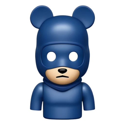 bearbrick figure with a dark blue balaclava mask, simple and elegant sticker