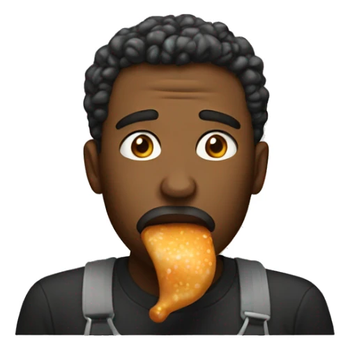 Man blow hot food sticker