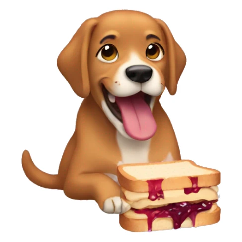 Dog eating peanut butter and jelly sandwich  sticker