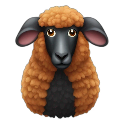Ginger sheep with black skin, with pigeon sticker