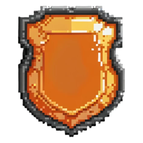 HTML5 shield logo with 8-bit style pixel aesthetic and bright orange color sticker