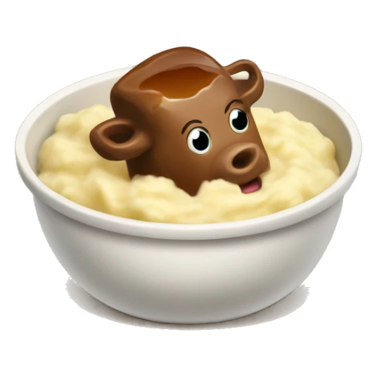 beef and gravy in a bowl of mashed potatoes sticker