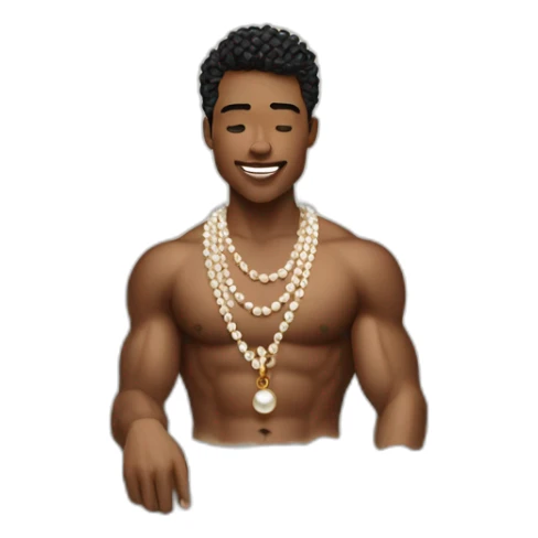 Posh-muscle-boy-pearl-necklace-in-golden-bathtub sticker