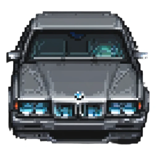 BMW car with kidney grille in Minecraft style sticker