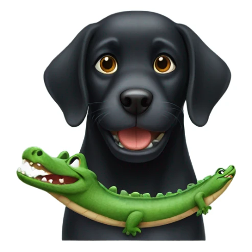 Black dog with alligator in mouth sticker