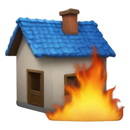 Casa blu che va in fiamme sticker