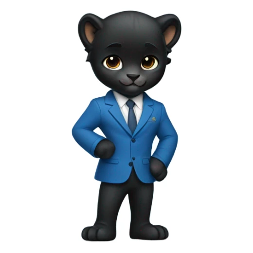 Cute black cub panther wearing a blue blazer sticker
