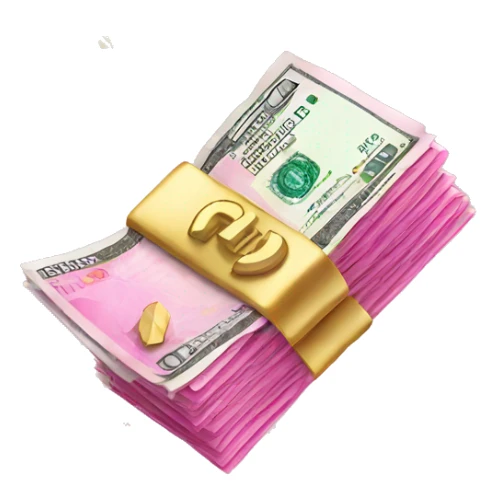 pink money with euros  flying  sticker