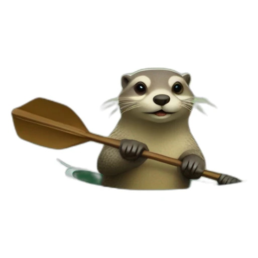 loutre avec un corps de tortue sur un kayak sticker