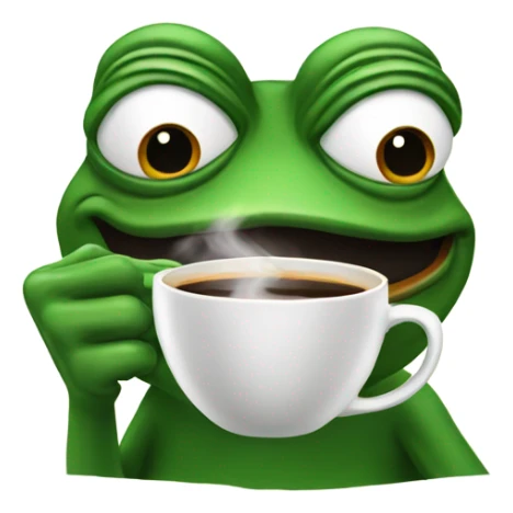 pepe the frog with a cup of coffee sticker