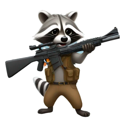 Raccoon with a gun sticker