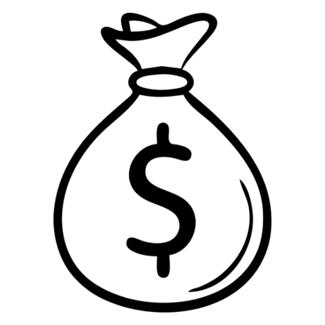 money bag with dollar sign sticker