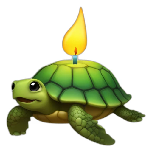 a turtle on of a lit candle sticker
