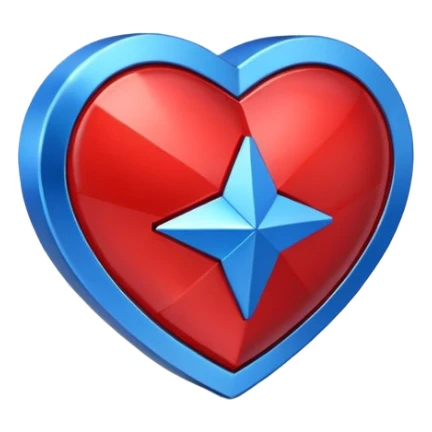 A geometric red 3D heart with a geometric blue star inside sticker