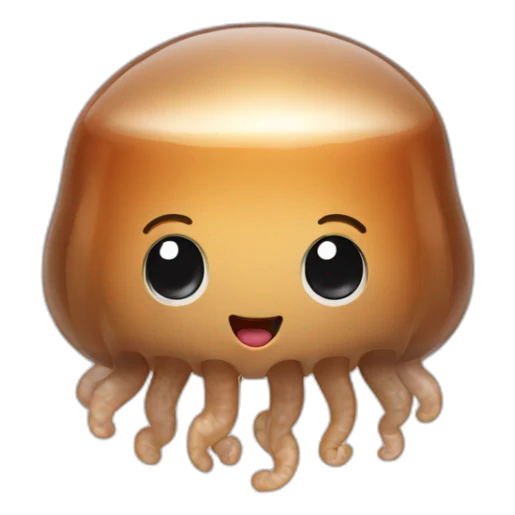 Cute baby brown jellyfish saying buy now sticker