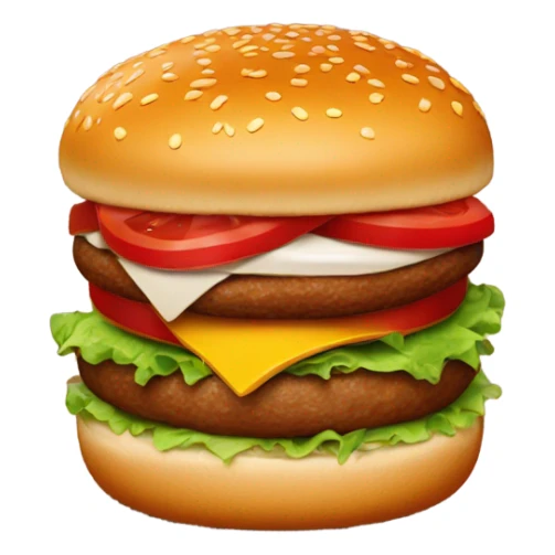 Burger with red bun on top and bottom sticker